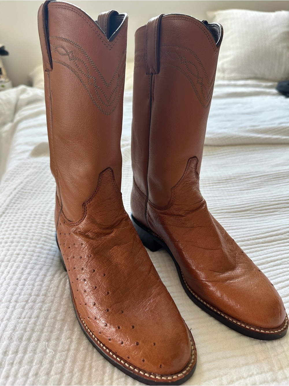 Justin Boots Tan Leather Western Cowboy Boots